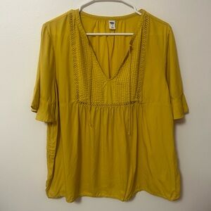 Old Navy Mustard Yellow Peasant Top Size Large